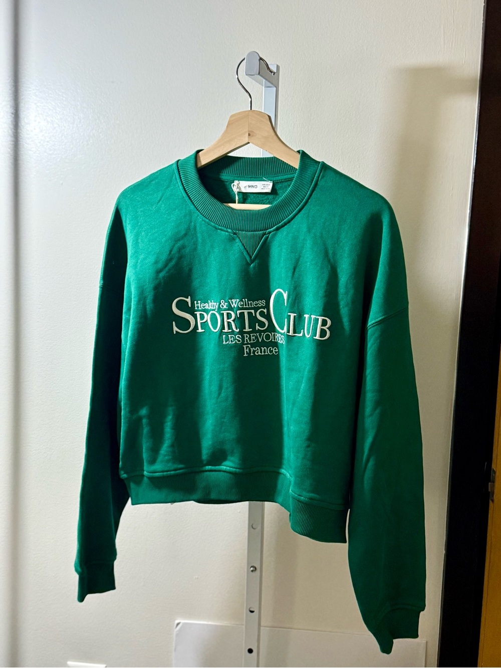 Mango Green Crewneck Sweatshirt with White 'Sports Club' Logo
